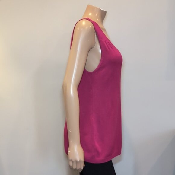 3/$20 Tribal Knit Top Sleeveless Sweater Tank Magenta Berry Tunic Size Large - Picture 7 of 10
